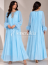 Diamante Feathered Pleated Maxi Chiffon Dress