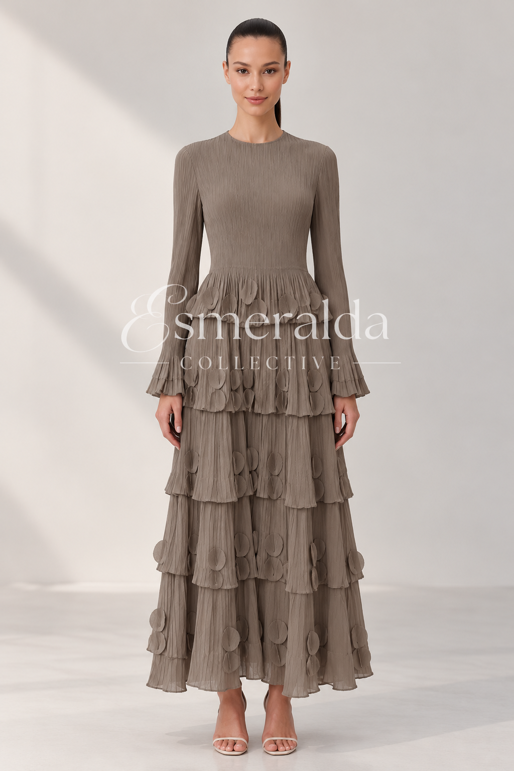 Pleated Perfection Dress In Cocoa