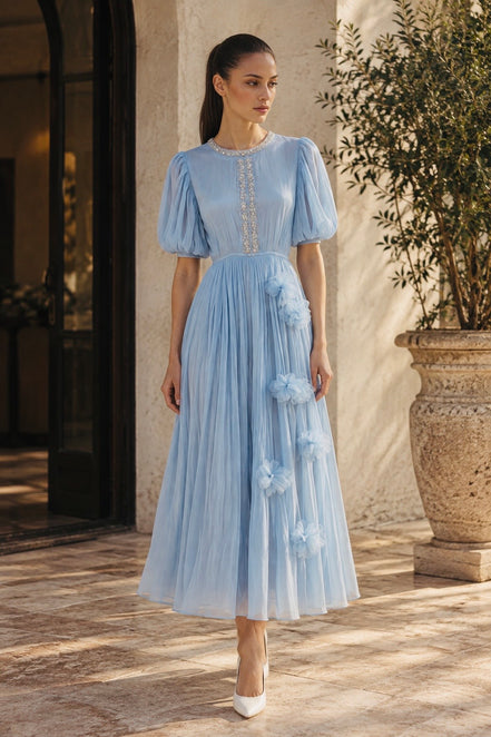 Nicole Dress in Sky Blue