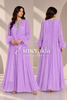 Diamante Feathered Pleated Maxi Chiffon Dress In Lilac