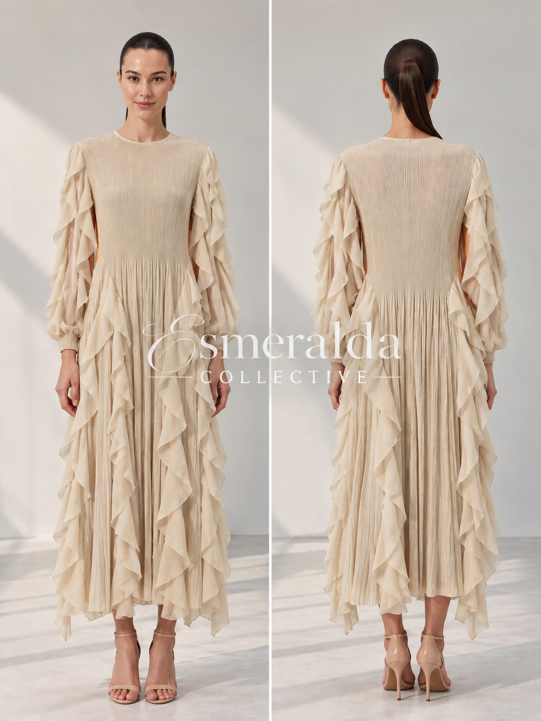Pleated Ruffle Dress