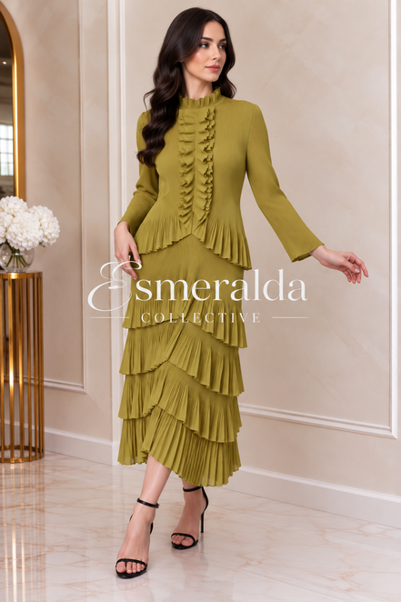The Royale Dress In Lime Yellow