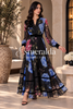 Antique Roses Black Floral Applique Sheer Sleeve Maxi Dress