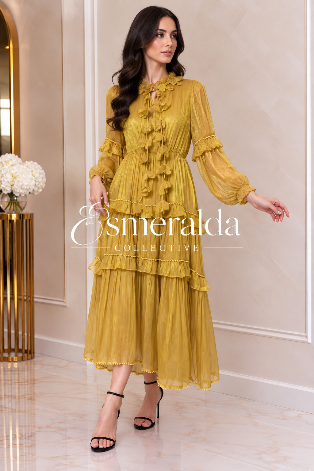 The Dalila Dress in Gold