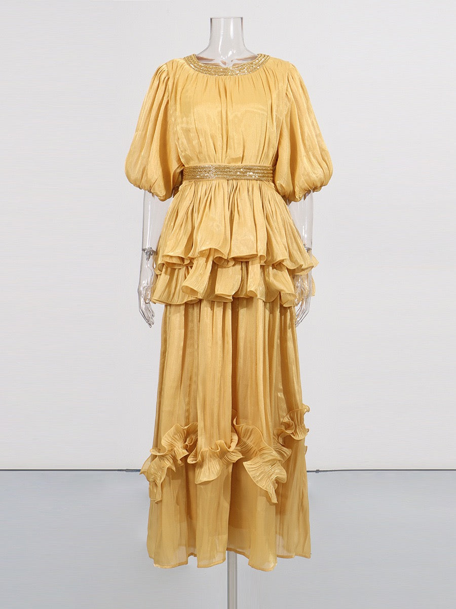 The Milan Dress In Honey Gold