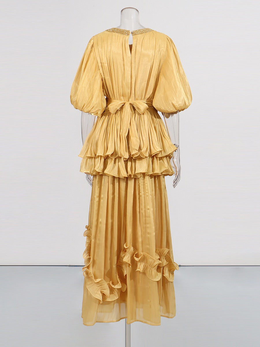 The Milan Dress In Honey Gold
