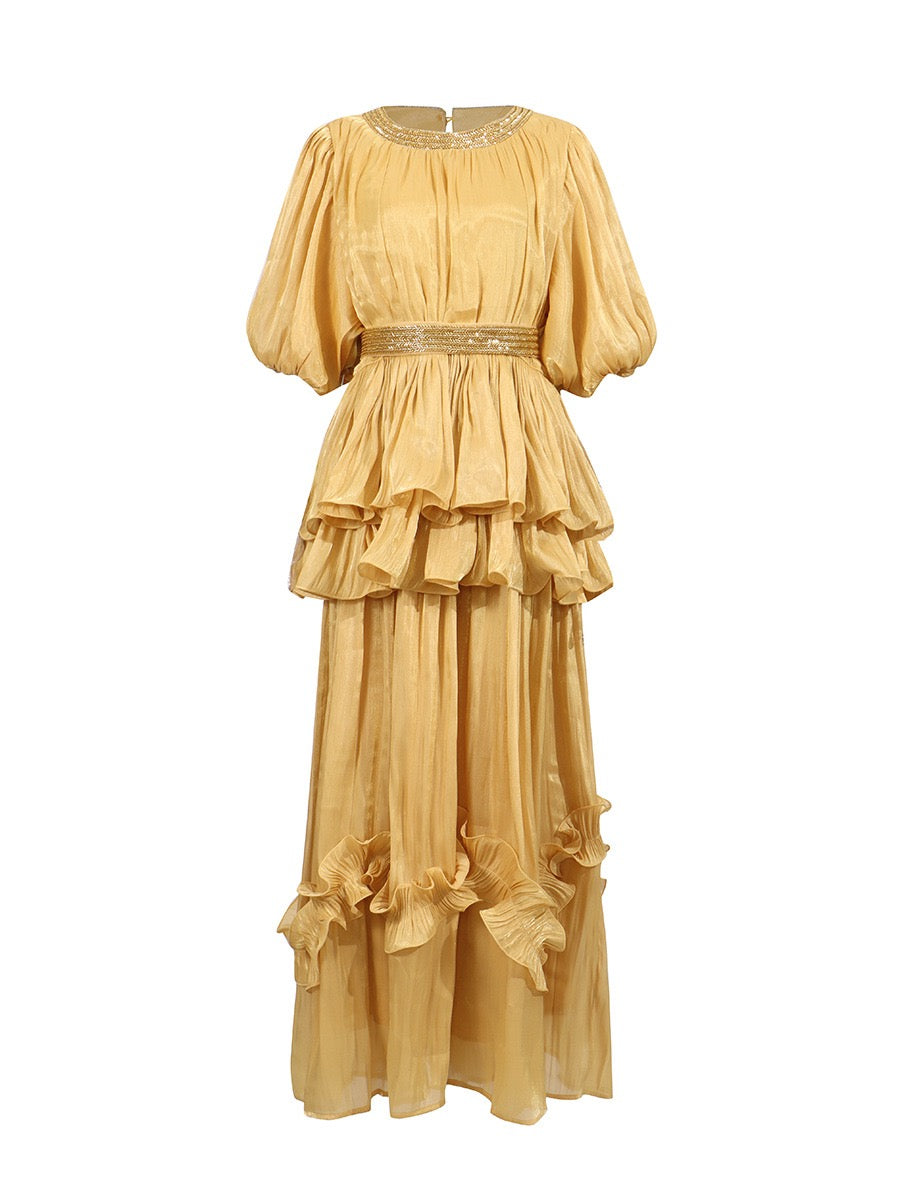 The Milan Dress In Honey Gold